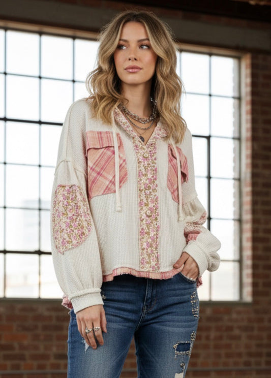 Bluevelvet Waffle Knit Hoodie