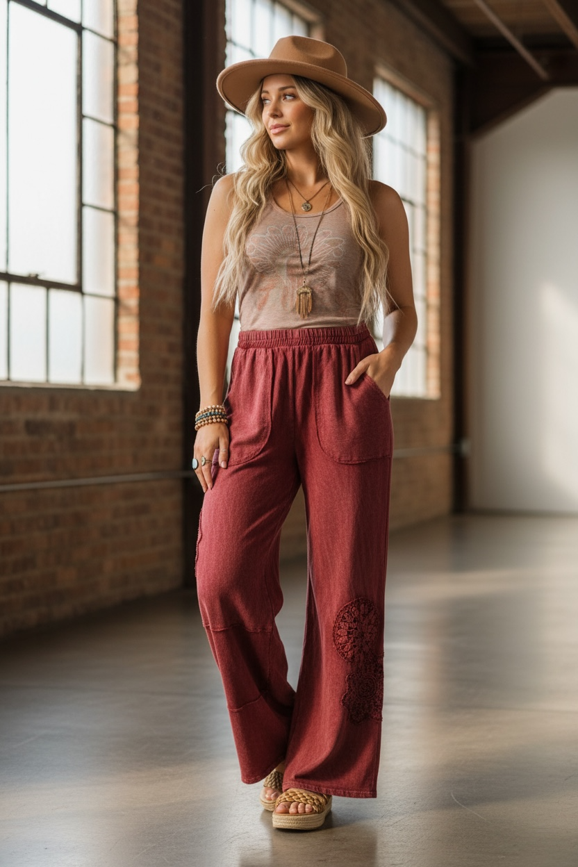 J.Her Crochet Patch Pants