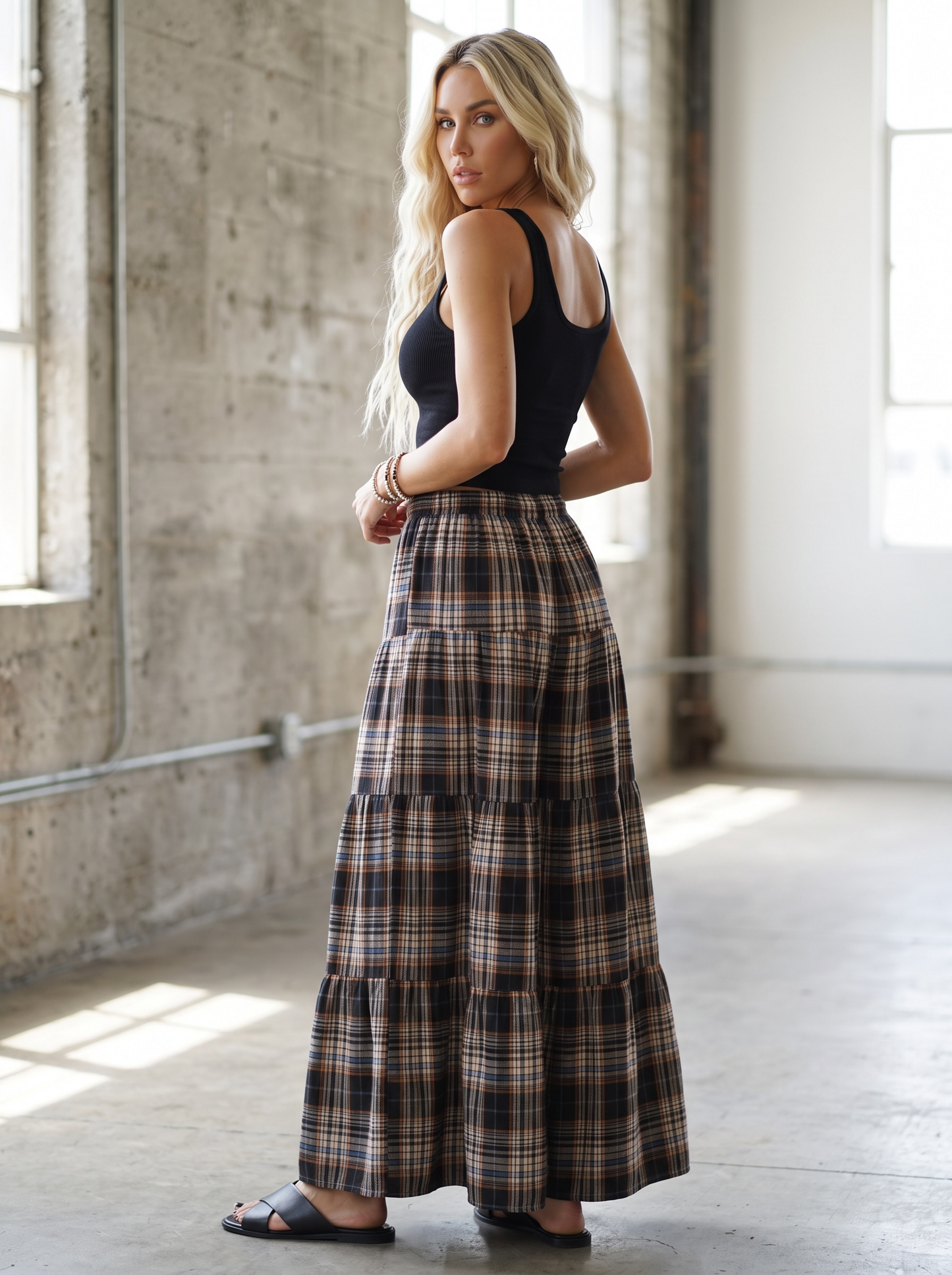 Plaid Wide Leg Pants