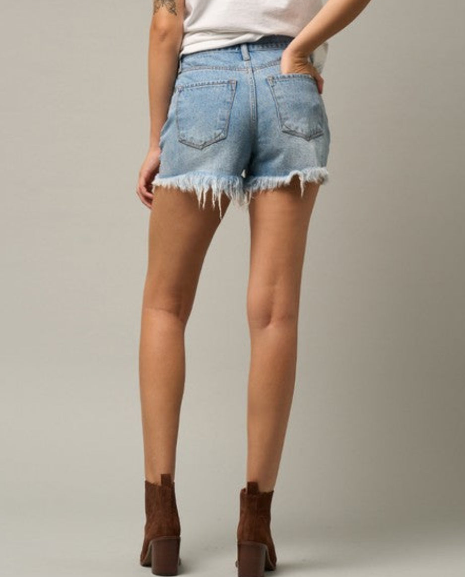 Crossover Denim Shorts