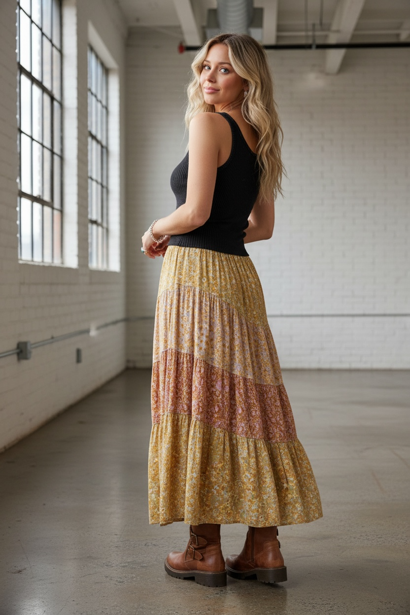 Angie Boho Maxi Skirt