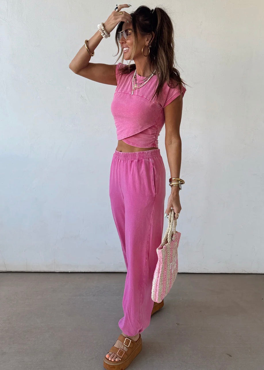 Washed Crop Top & Jogger Set