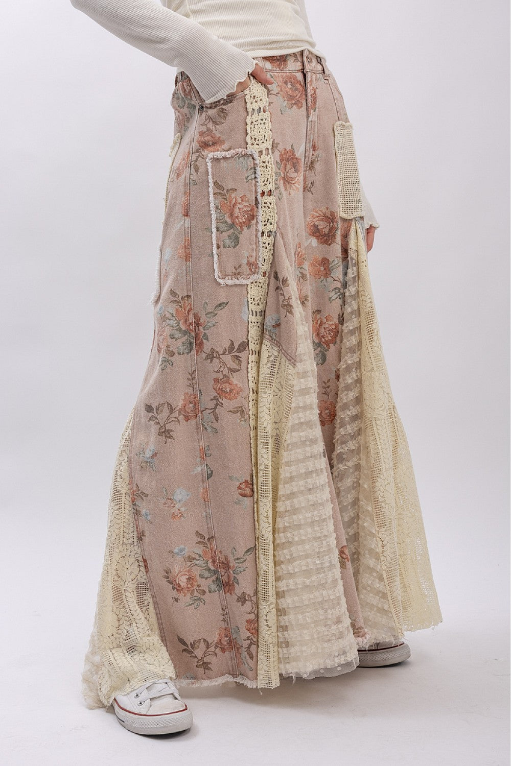 PREORDER - Floral Print Lace Panel Pants