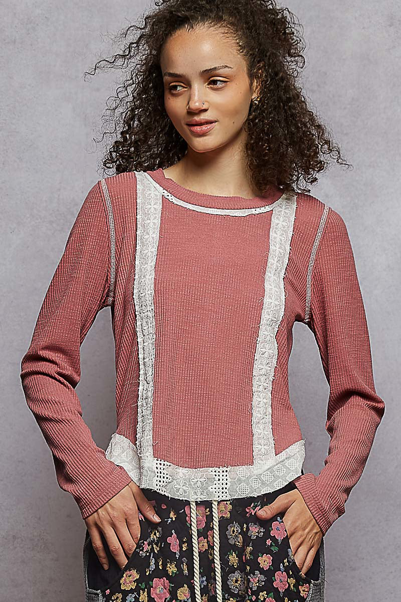 POL Crochet Ribbed Top