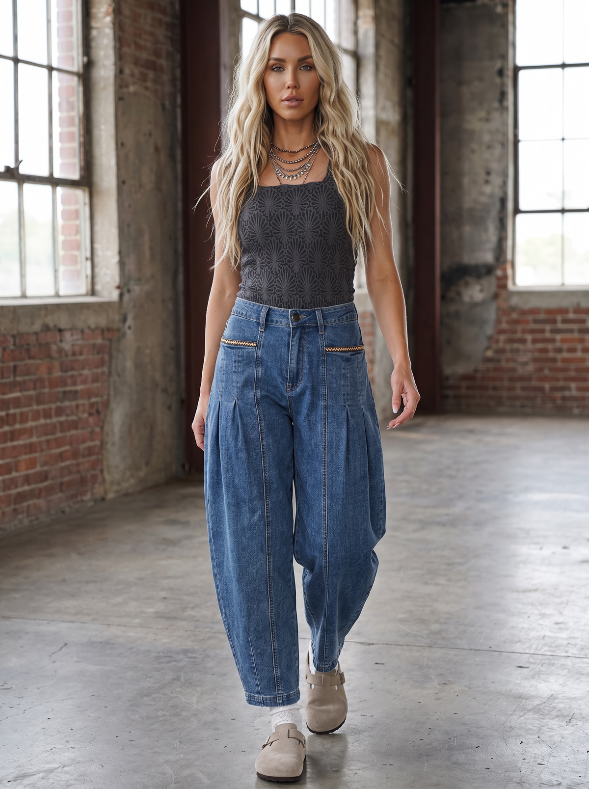 Easel Astec Trim Barrel Jeans