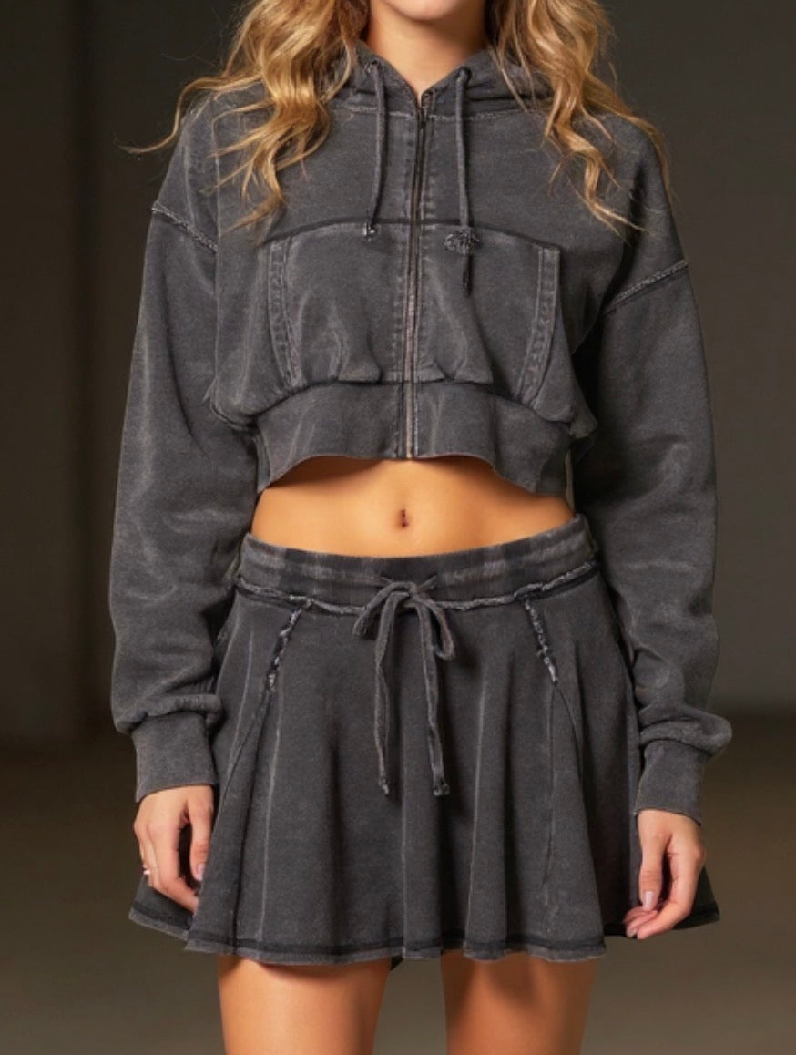 Washed Crop Hoodie