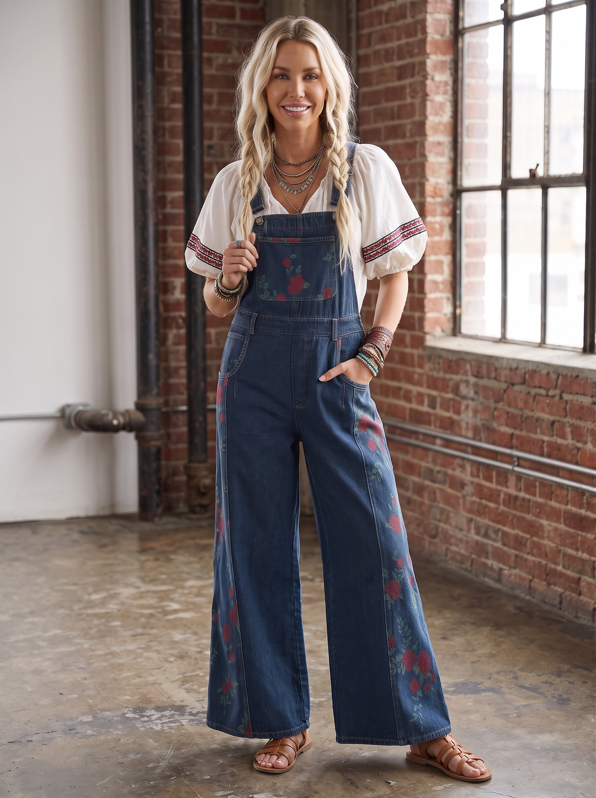 Eesome Rose Print Overalls