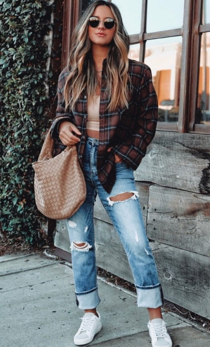 La Miel Plaid Button Down Top