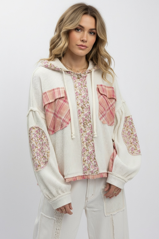 Bluevelvet Waffle Knit Hoodie