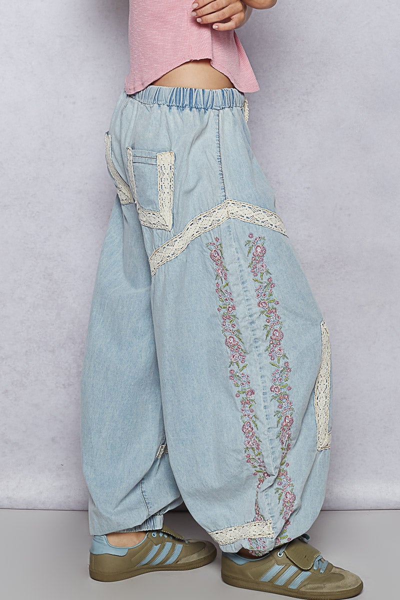 POL Floral Embroidered Jogger