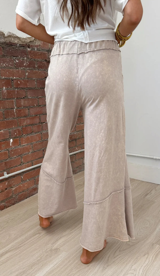 Acid Washed Cropped Pants