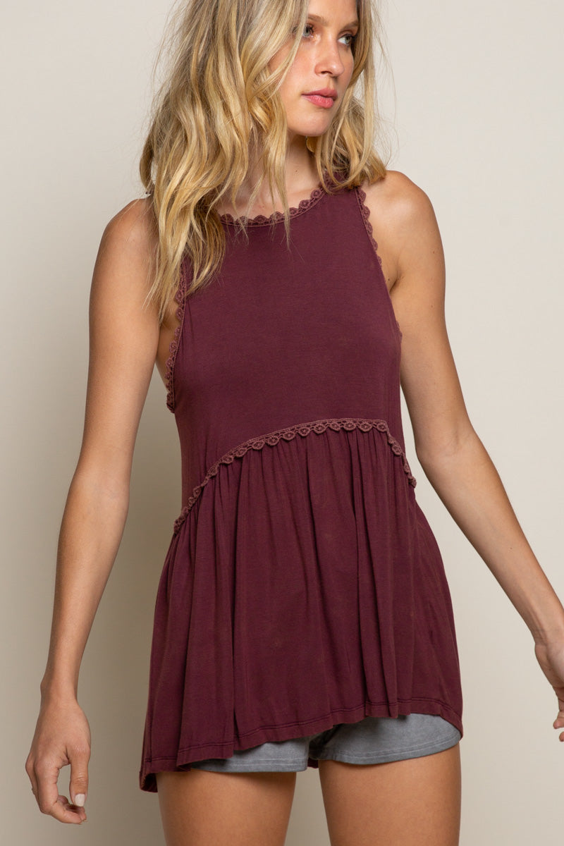 POL Zipper Back Babydoll Tank