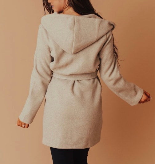 JQ Fleece Belted Hoodie Coat