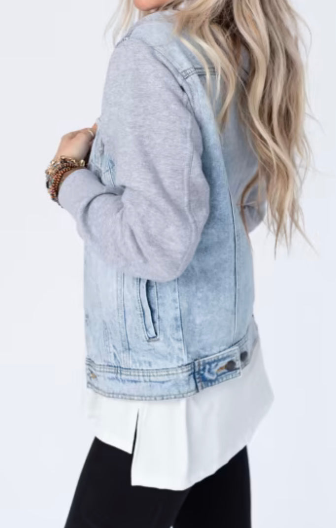 Women's Denim  Jacket with Fleece Hoodies