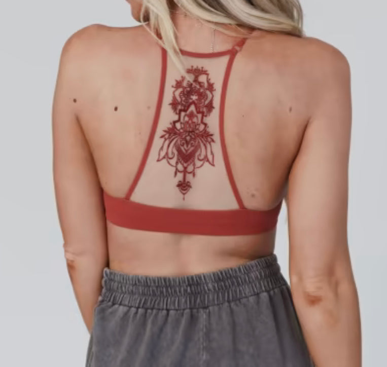 Tattoo Mesh Racerback Bralette