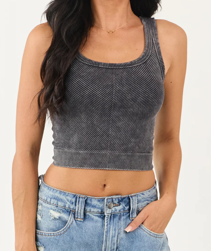 Chevron Ribbed Cropped Tank