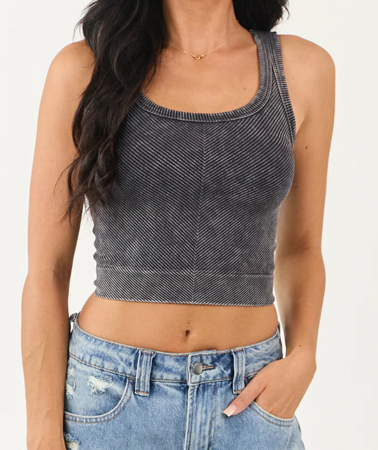 Chevron Ribbed Cropped Tank