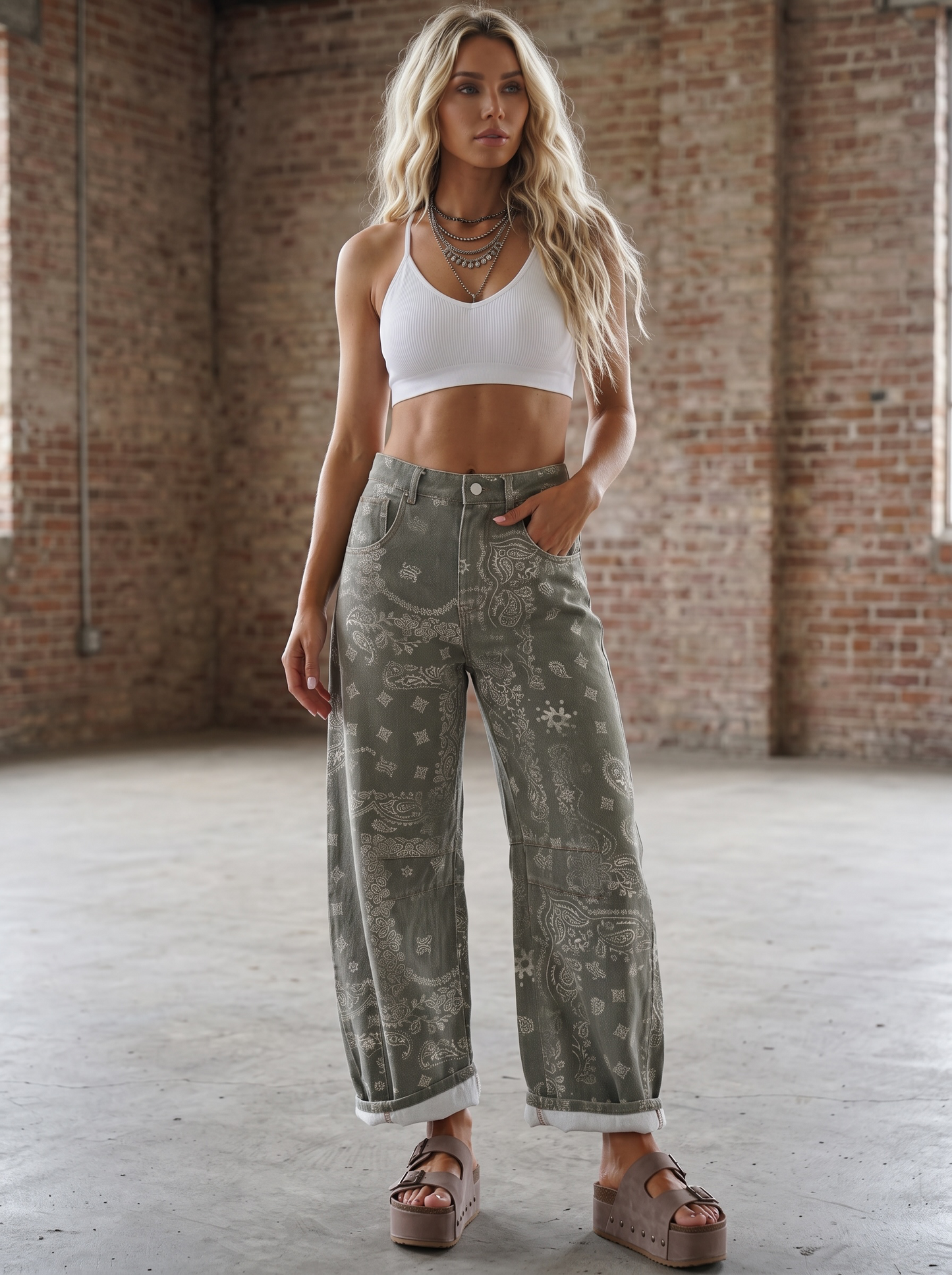 Eesome Bandana Barrel Jeans