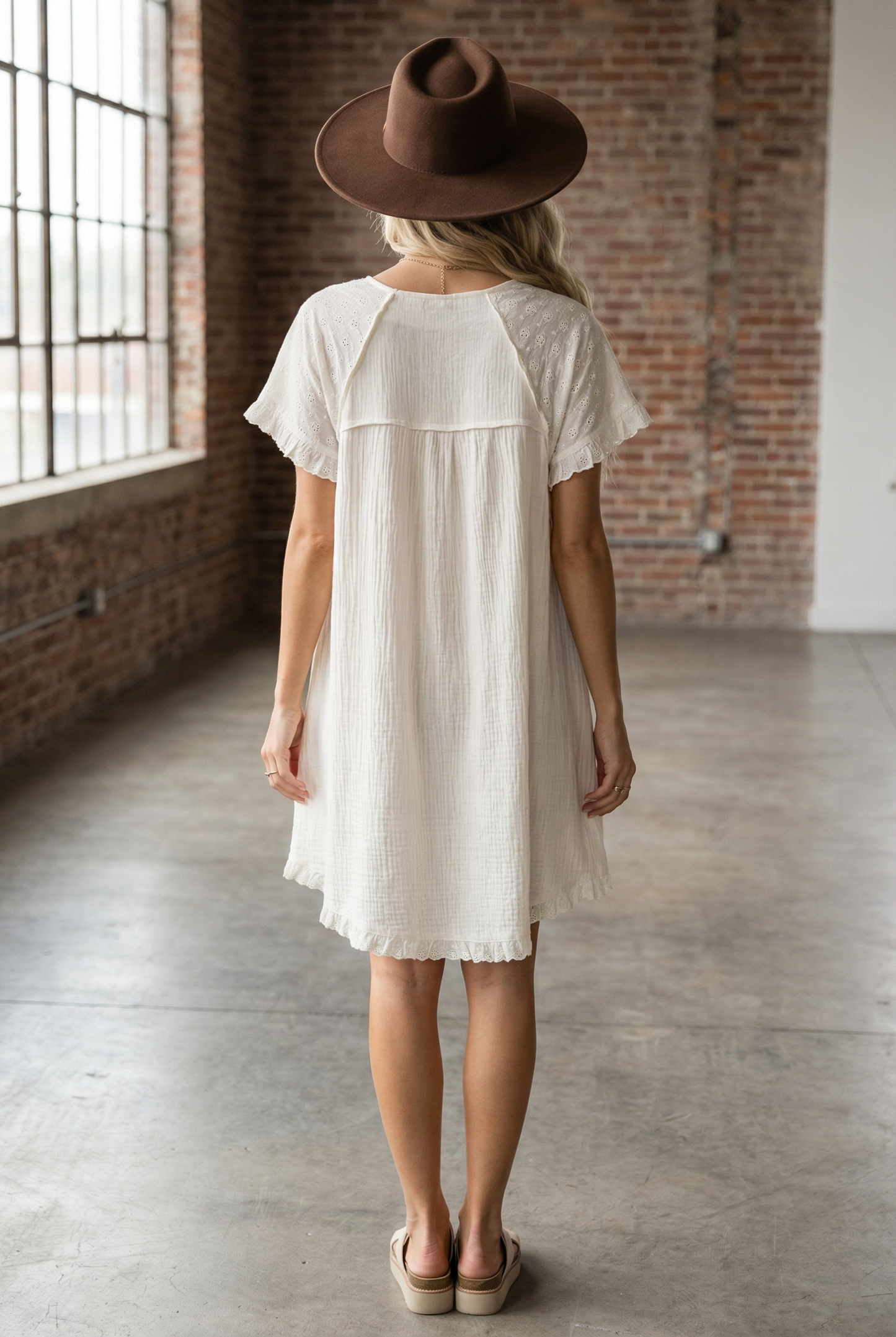 Umgee Eyelet Cotton Gauze Dress