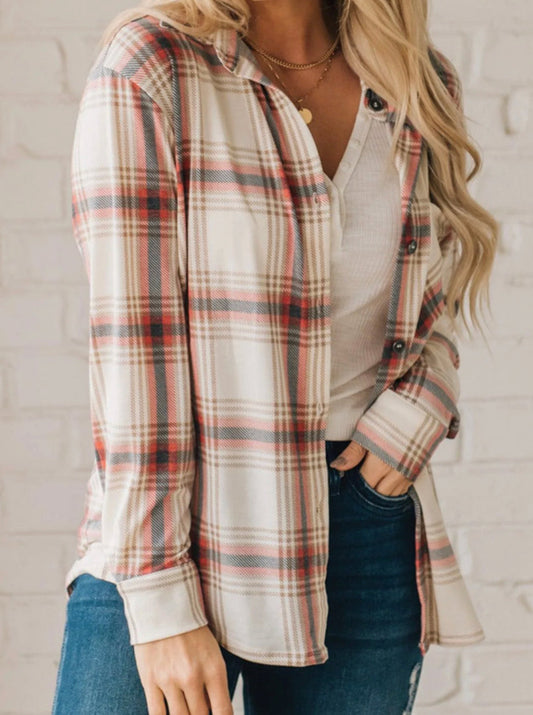 Plaid Shacket With Front Pocket