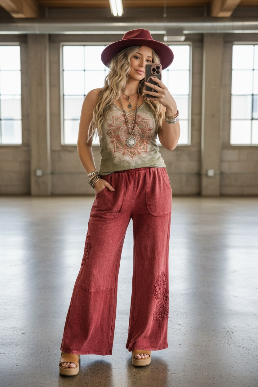 J.Her Crochet Patch Pants