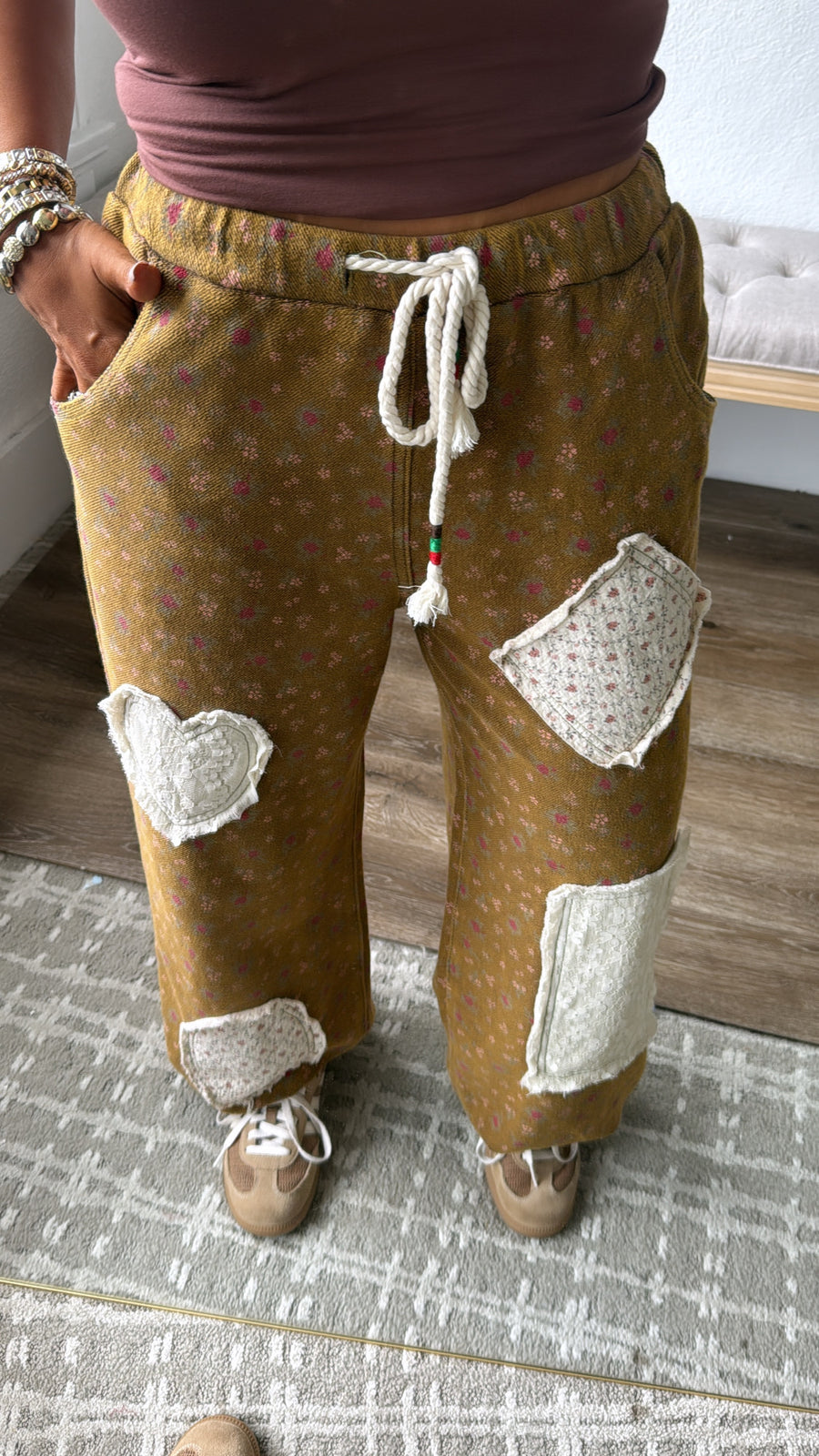 POL Floral Patchwork Jogger