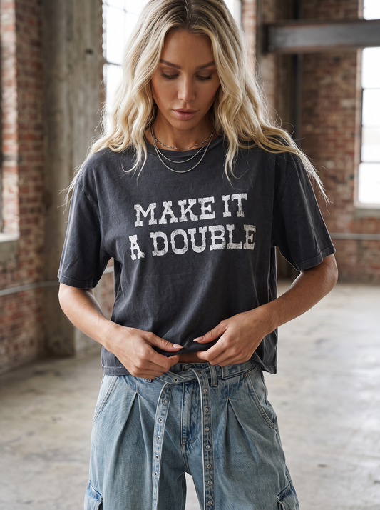 Make It A Double Graphic Crop Tee