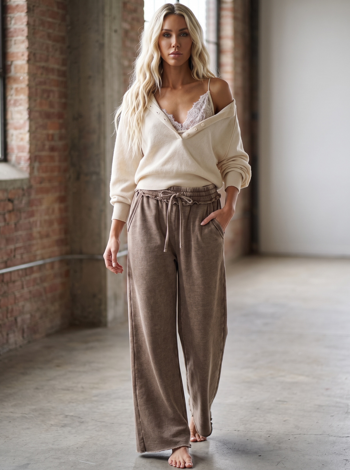Acid Wash Wide Leg Pants