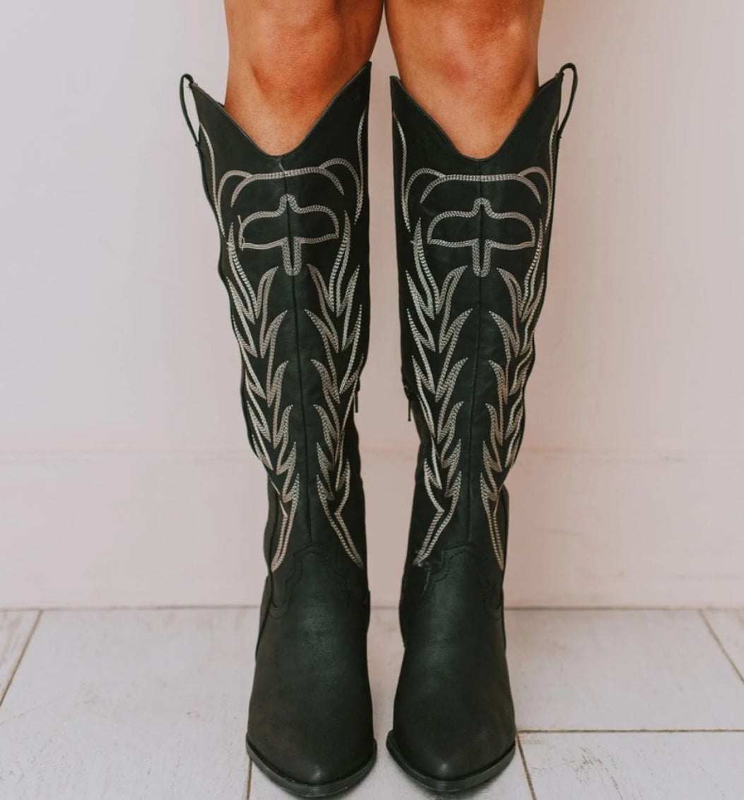 Tall Embroidered Cowgirl Boots