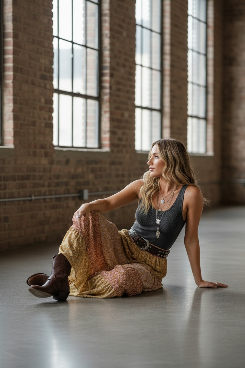 Angie Boho Maxi Skirt