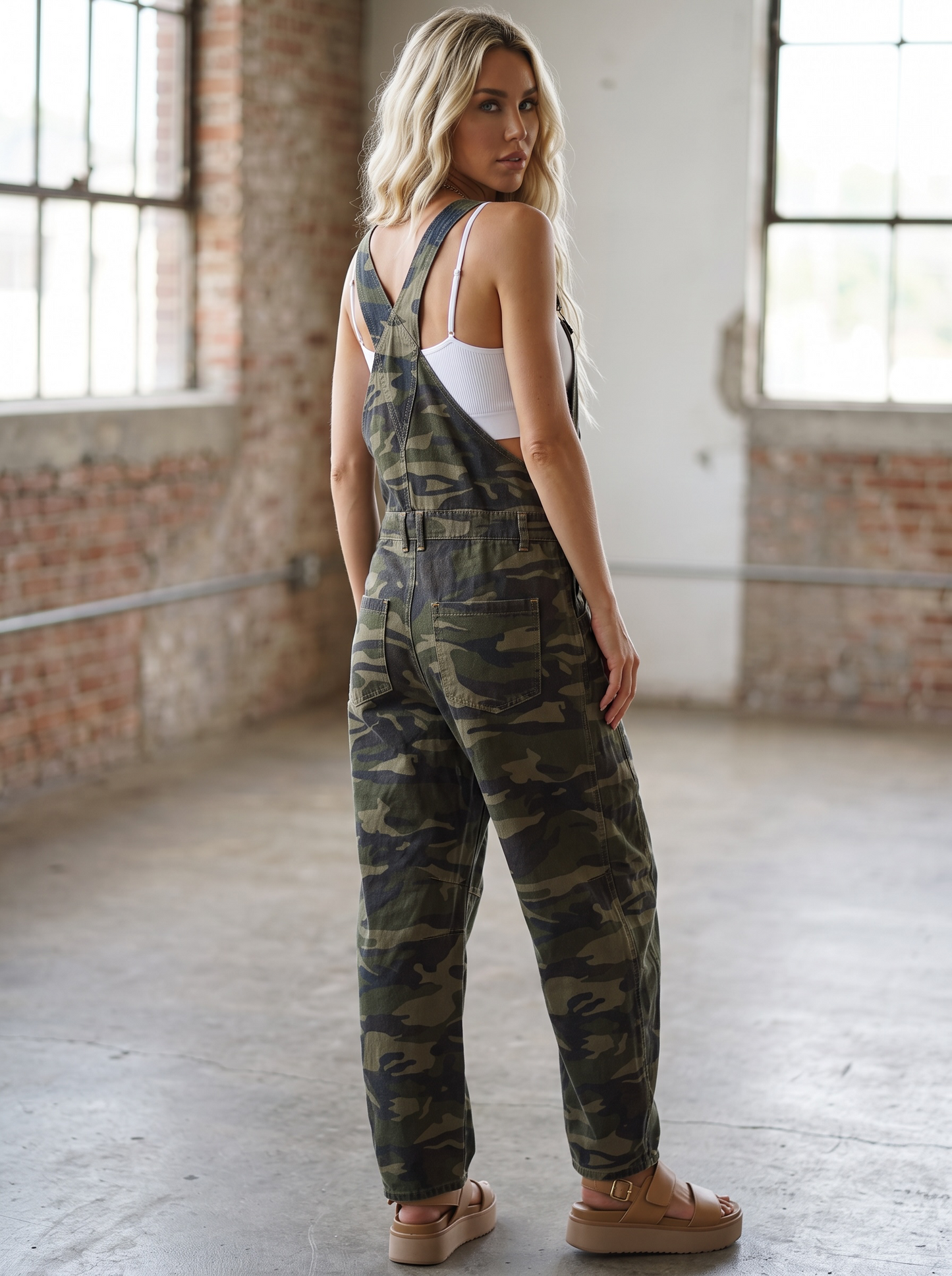 PREORDER - Camo Denim Barrel Overalls