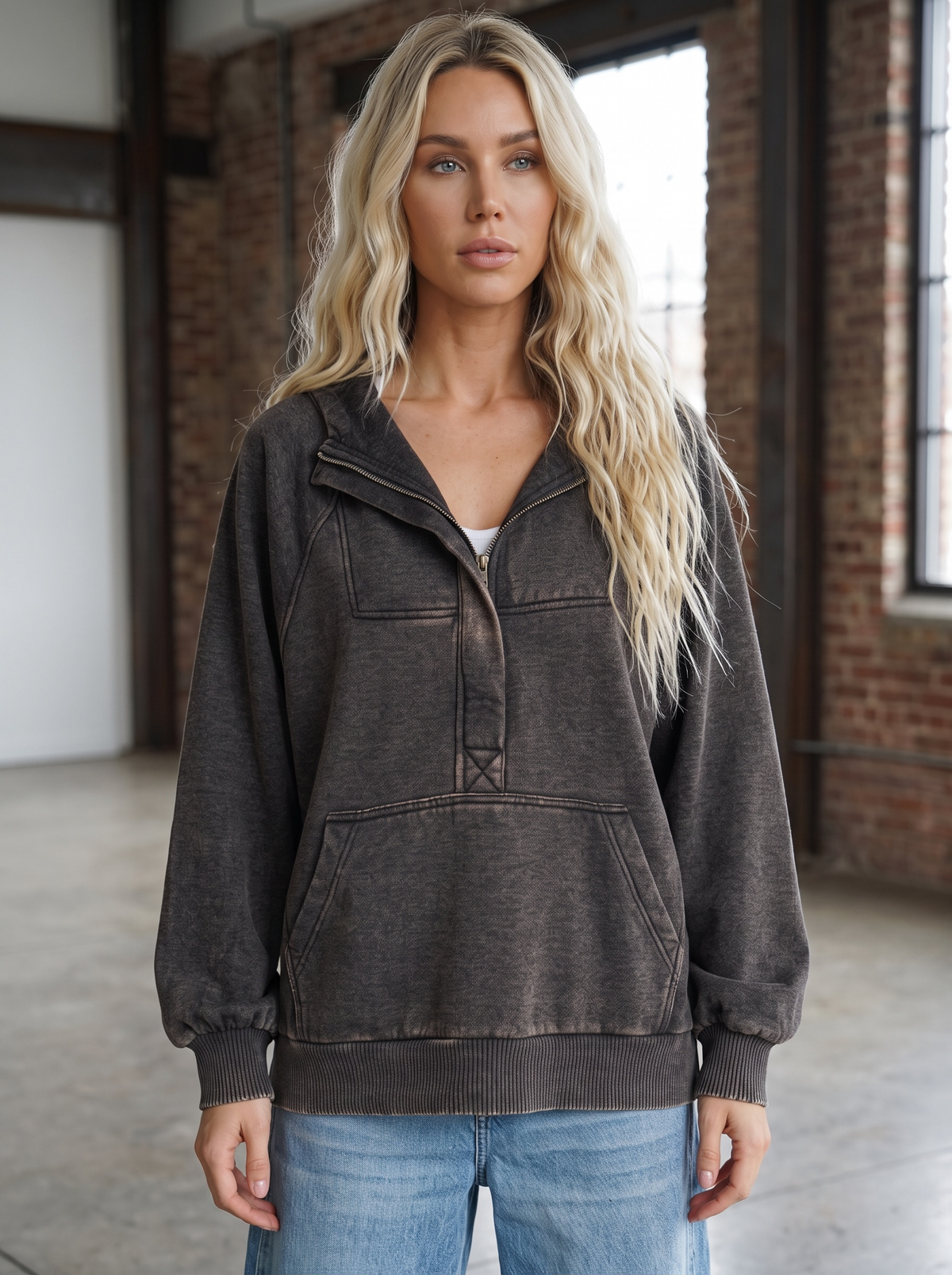 Acid Wash Oversized Pullover