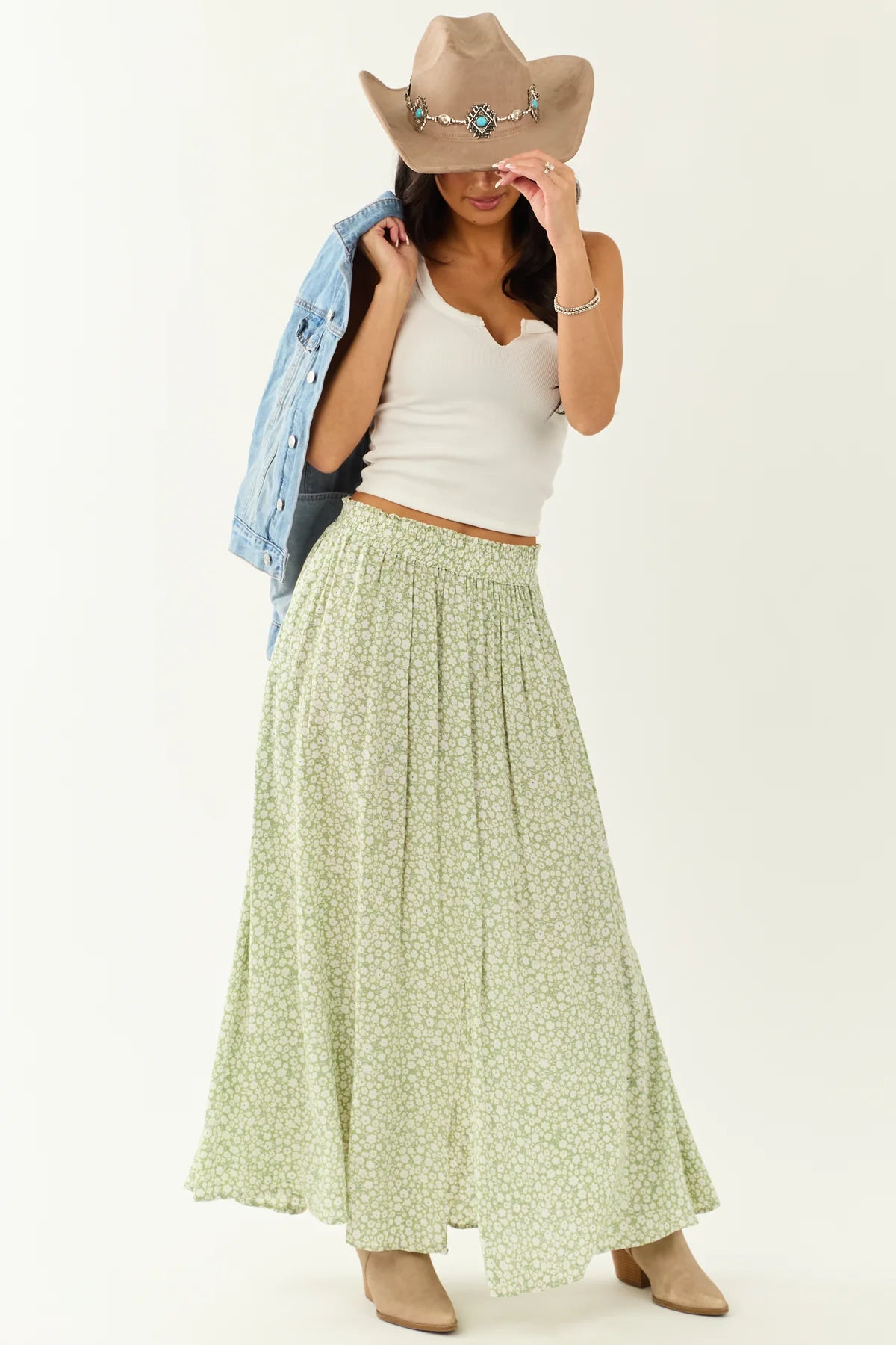 Angie Floral Slit Maxi Skirt