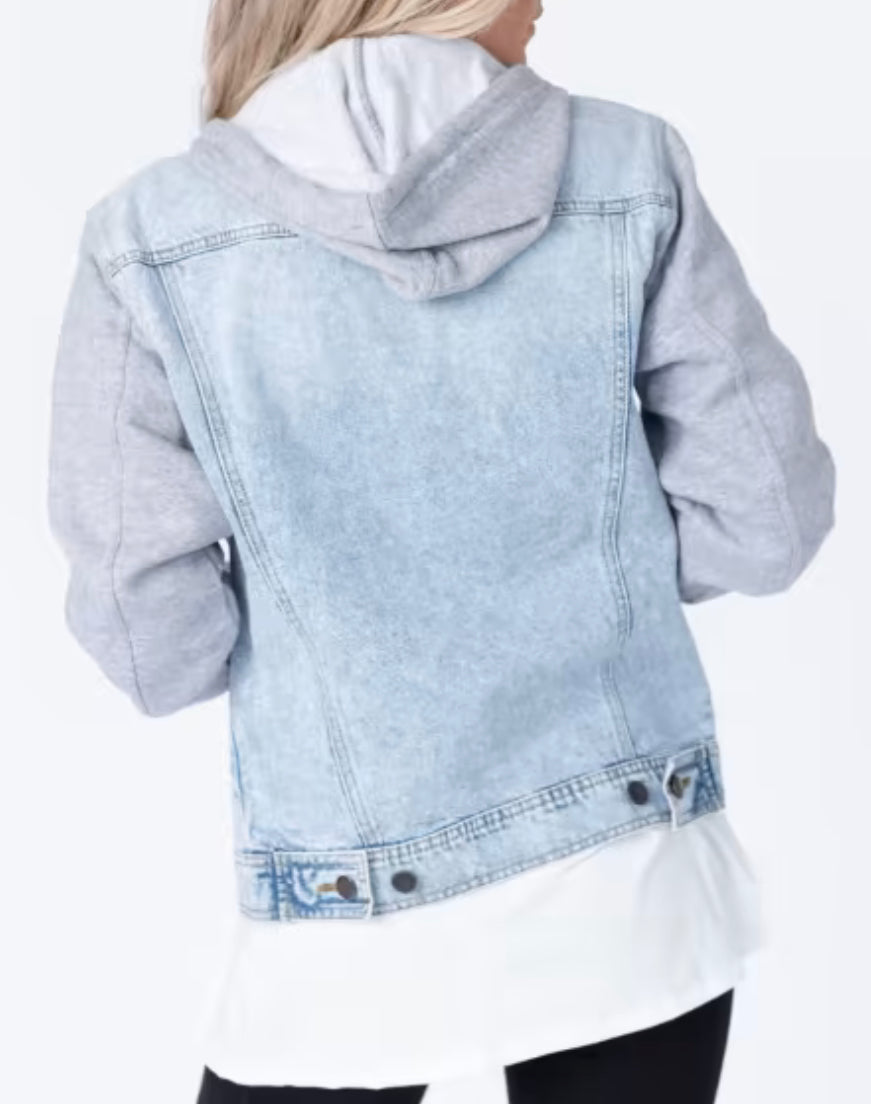 Women's Denim  Jacket with Fleece Hoodies