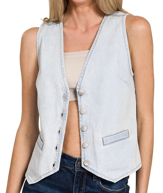 Light Wash Denim Vest