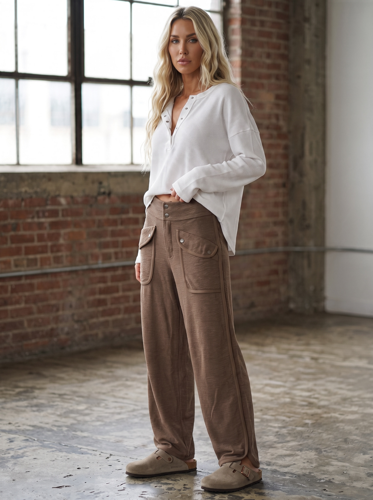 Textured Cargo Pocket Pants