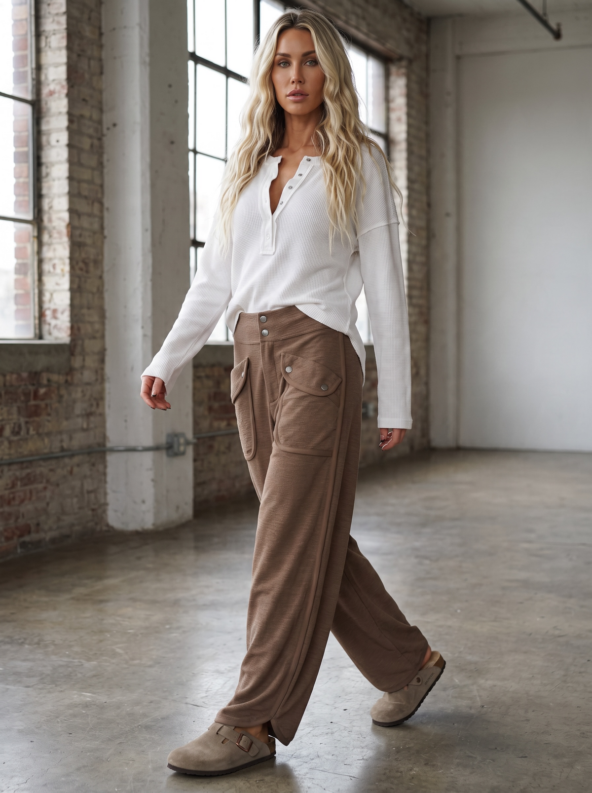 Textured Cargo Pocket Pants