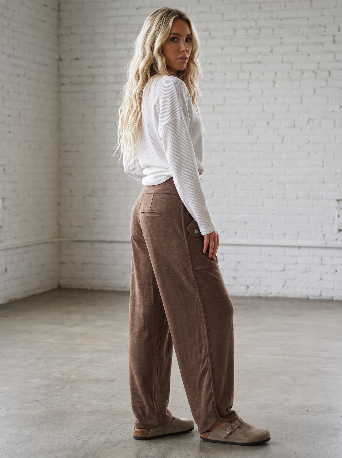 Textured Cargo Pocket Pants