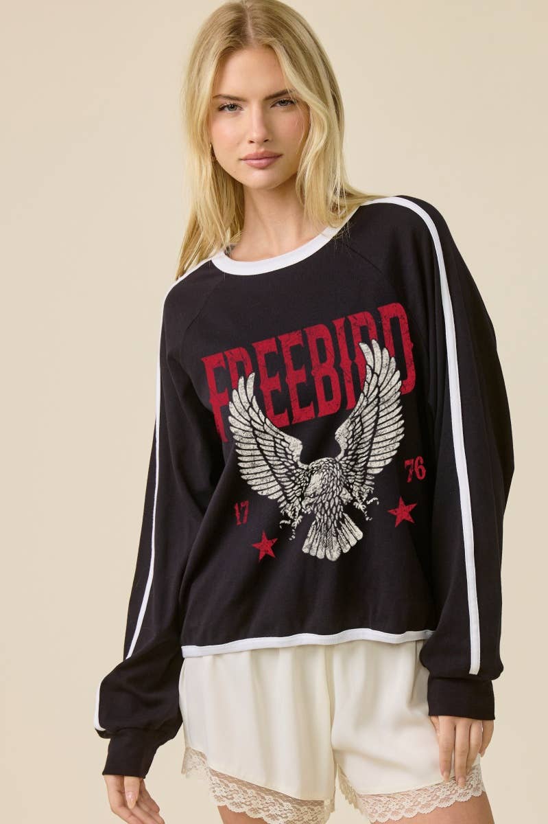 Free Bird 1776 Graphic L/S Vintage Rib Knit Pullover