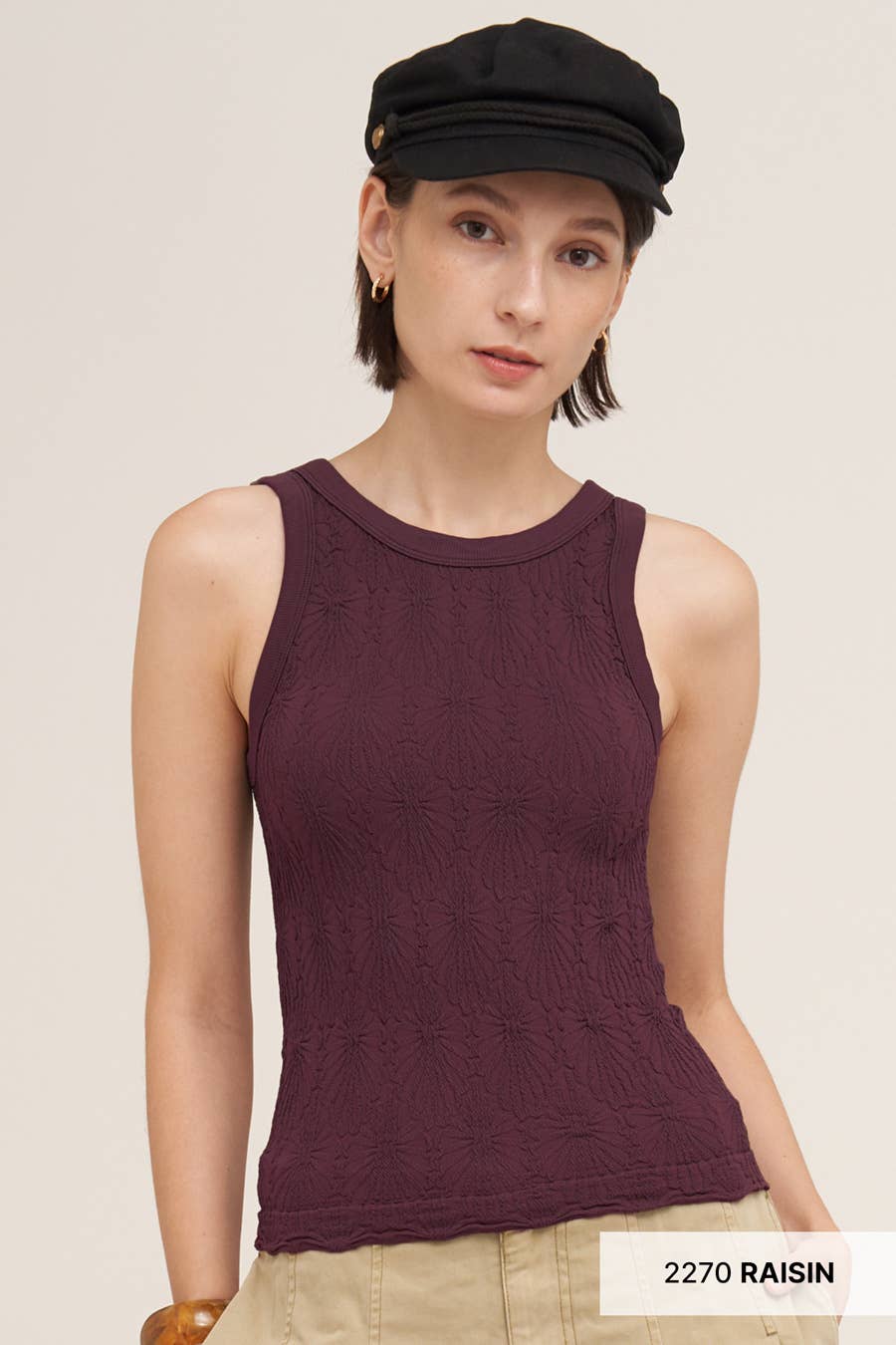 NS8458 - Reversible Lace Textured Tank Top