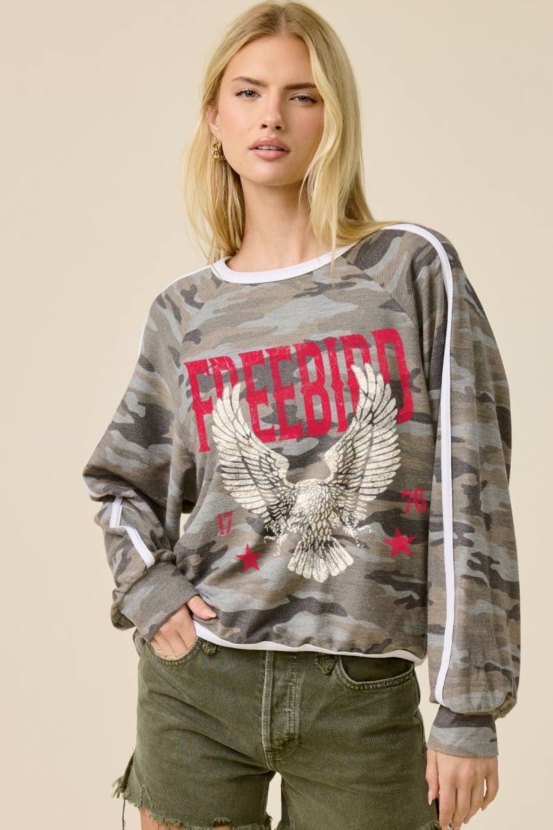Free Bird 1776 Graphic L/S Vintage Rib Knit Pullover