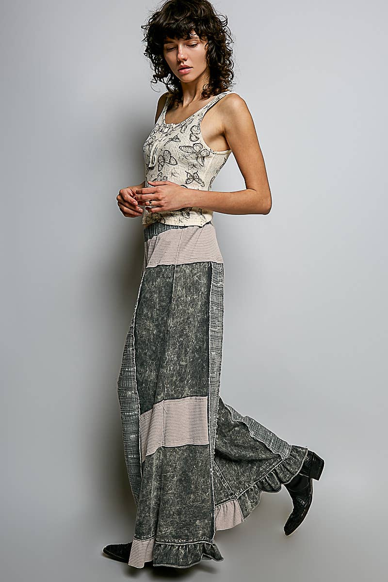 French Terry Ruffle Hem Straight-Leg pants