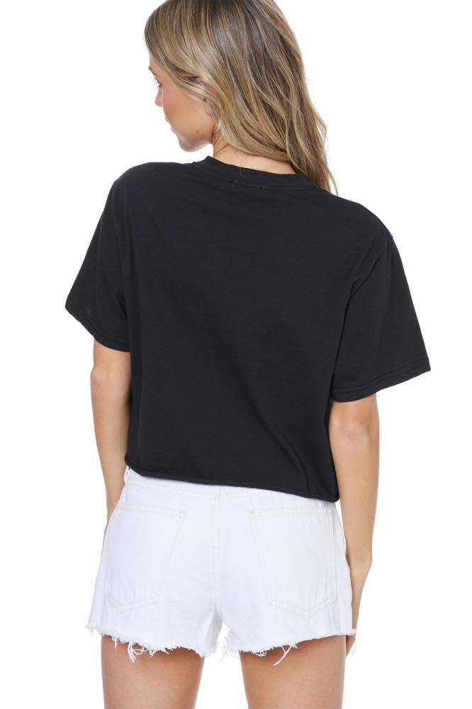 Free Bird Eagle Graphic S/S Faux Cropped Tee