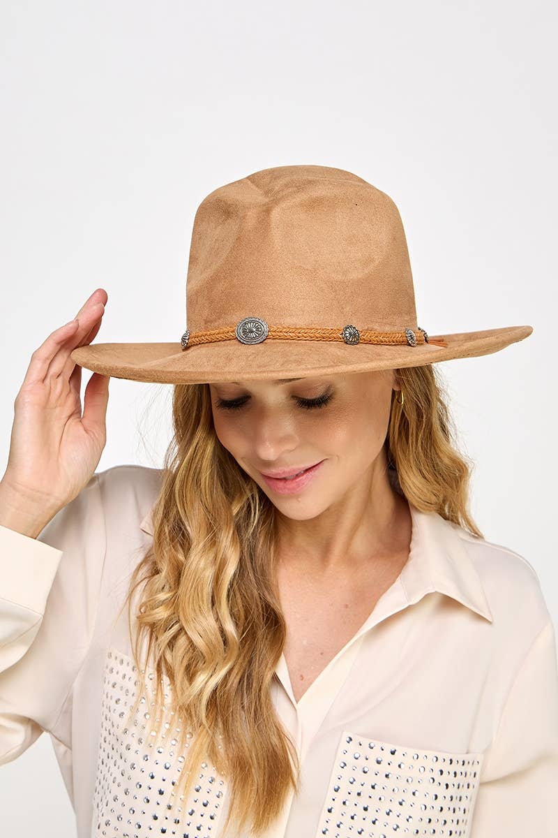 Braided Chevron Tassel Strap Fedora Hat