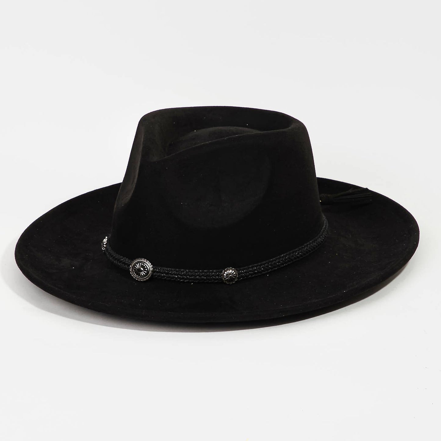Braided Chevron Tassel Strap Fedora Hat