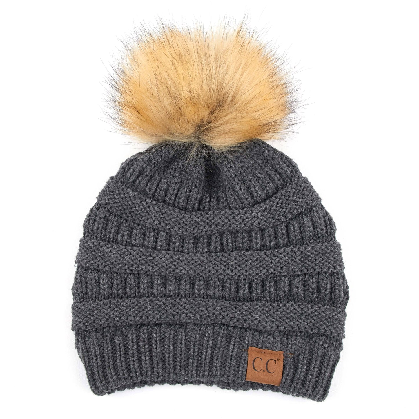 CC Beanie with Faux Fur Pom
