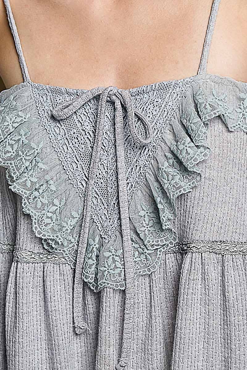 Romantic Lace Ruffle Tiered Cami Top