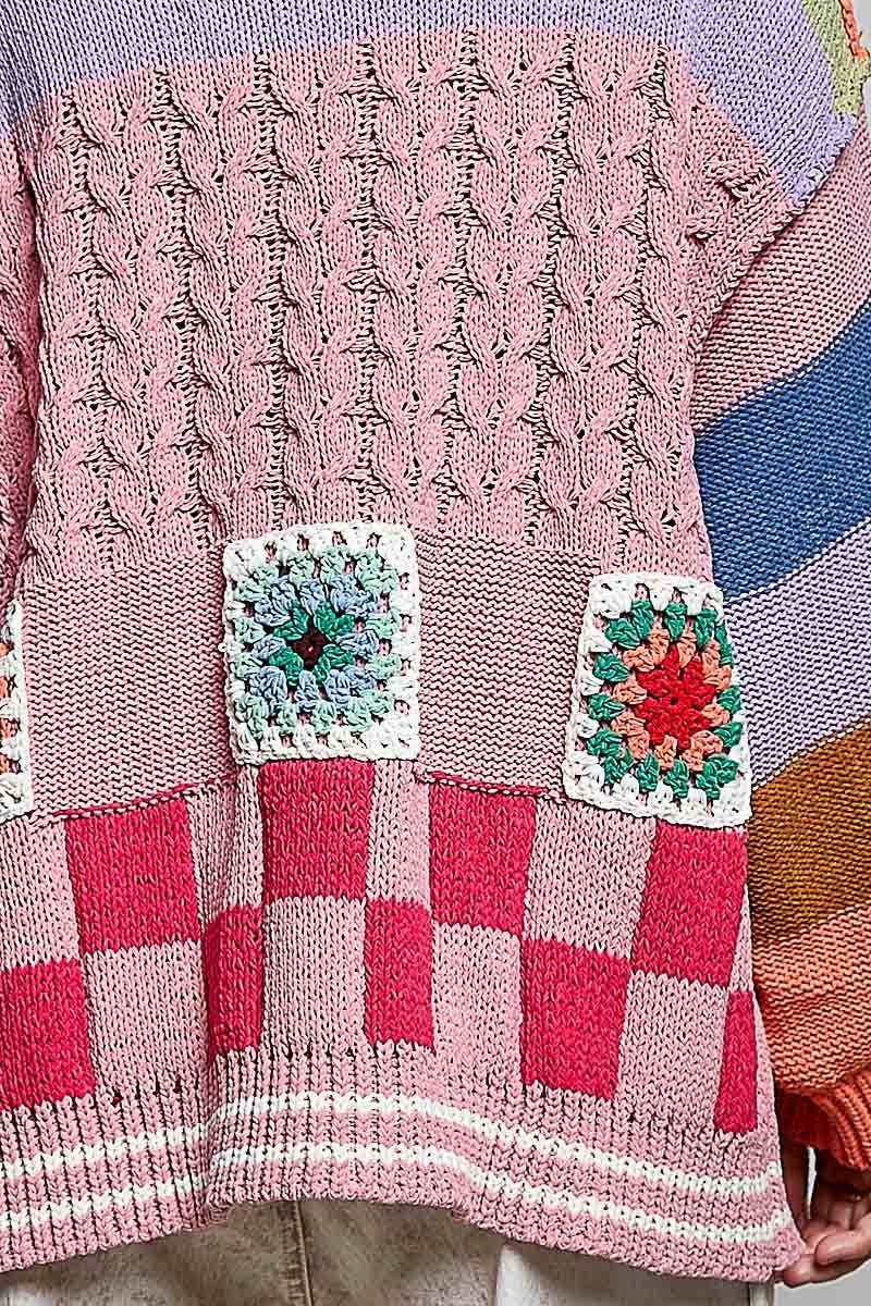 PREORDER - POL Chenille Granny Tile Cardigan