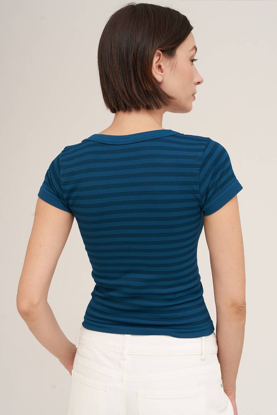 NS8538- Striped Scoop Neck Top