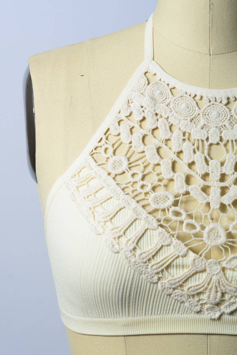Crochet Lace High Neck Crop Top - Bestseller